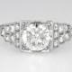 SALE Elegant Art Deco 1.50ctw Old European Cut Diamond Engagement Ring Platinum