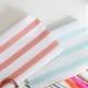 Striped Makeup Bag Set with Leather Pull, Coral, Aqua, Set of 2, Back to School Organization
