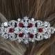 ruby red siam red swarovski crystal rhinestone silver bridal hair comb art deco vintage inspired wedding headpiece hair combs accessories