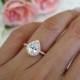 1.5 Carat Pear Cut Halo Engagement Ring, Flawless Man Made Diamond Simulants, Wedding Ring, Bridal Ring, Sterling Silver, Rose Gold Plated