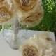 3 piece package- Cream fabric flower bridal bouquet