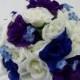 CuSToM MaDe To oRDeR 14 piece WeDDiNG PaCKage Brides on a Budget WeDDiNG BouQuets BLue,PuRPLe and IVoRY RoSeS