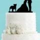 Couple Kissing with Pit Bull Dog Acrylic Wedding Cake Topper