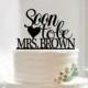Soon to be Mrs.with your last name cake topper, wedding shower bridal shower cake topper, custom heart cake topper, modern cake topper gift
