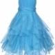 Elegant Stunning Turquoise Blue Organza flower girl dress elsa pageant wedding bridal bridesmaid toddler size12-18m 2 4 6 8 9 10 12 14 #151