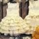 Ivory flower girl dress, rustic flower girl ruffle dress. Ivory cotton flower girl, toddler ruffle dress, girls lace dress, country wedding
