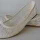 Wedding shoes, Handmade LACE  ivory cream flat wedding shoes  + GIFT Bridal Pantyhose #1006