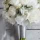 Ivory Peony and Ranunculus Wedding Bouquet with Dusty Miller and Berries