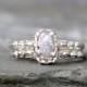 Matching Engagement Ring and Wedding Band - Rough Diamond Rings - Raw Diamond Wedding Set - Antique Filigree Style - Wedding Rings