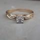 Vintage Diamond Engagement Ring Two Tone 10k ladies yellow gold