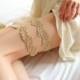 Gold lace wedding garter set, bridal garter garter belt - style #490