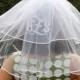 Monogrammed Bridal veil, Personalized Embroidered shoulder length veil, Bachelorette veil, interlocking monogram bridal shower veil