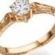 Gold Filigree Ring, 14K Rose Gold Engagement Ring, Hand Engraved Ring, 0.7 CT Diamond Ring, Vine Ring, Art Deco Ring