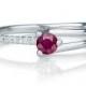 Delicate Ruby Engagement Ring, 14K White Gold Ring, 0.36 TCW Ruby Ring, Art Deco Engagement Ring, Ruby Ring Gold