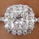 GIA  E VS1 1.21ct Estate Radiant cut Diamond Solitaire Engagement Wedding Pave Platinum Ring