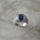 Old Unusual Shape Natural Sapphire Engagement Ring Diamond Accents 14K White Gold