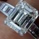 Estate GIA 3.92ct  EMERALD CUT Diamond Platinum Engagement Wedding Ring