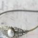 Pearl headband brass filigree bridal vintage style romantic wedding hair accessory