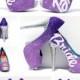 Purple and Silver BRIDE Shoes - Silver Swarovski Crystal Wedding Heels - Purple Ombre Glitter Peep Toe Bridal Shoes - "I Do"