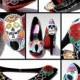 Sugar Skull Heels with Swarovski Crystals and Glitter or Day of the Dead Heels