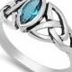 1.00 Carat Marquise Cut Blue Topaz Solitaire Bezel Set Celtic Design Twisted Knot Solid 925 Sterling Silver Solitaire Engagement Ring