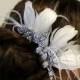 Bridal headpiece, feathers,Rhinestone comb, Bridal Hair Comb, Bridal comb, Wedding hair accessory, bridal hair accessory