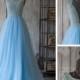 2015 Long Blue Light Bridesmaid dress, Beading Wedding dress, Womens Formal Evening dress, Party dress, Prom dress floor length (TS031)