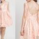 2015 Blush Lace Bridesmaid dress, Short Wedding dress, A line Party dress, Formal dress, Coral Pink One shoulder Knee length (FL019A)