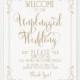 Welcome to our Unplugged Wedding Sign - 8 x 10 sign - DIY Printable Sign - Bella antique gold - PDF and JPG files - Instant Download