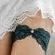 Navy blue garter, wedding garter belt, blue garter, bridal lace garter - style #528