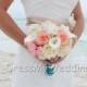 Real touch rose, calla lily,  hydrangea bouquet, light pink, peach, cream and white real touch flower bouquet, artificial bouquet