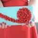 The Kimberly Clutch - Aqua Blue and Cherry Red, bridal wedding purse, bridesmaids ruffle clutch, formal purse