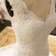 Lace Mermaid Wedding Dress, Scalloped Lace Edge, Deep V neckline Wedding Dress, Wedding Dress with Straps, Lace Wedding Dress