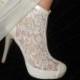 Wedding shoes, Handmade FRENCH GUIPURE Lace wedding ivory shoe + GIFT Bridal Pantyhose #8438