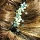 Green Natural Pearl and Crystal Hair Comb