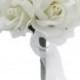 Ivory Silk Rose Toss Bouquet - Silk Bridal Wedding Bouquet