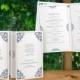 Wedding Program Template - DOWNLOAD Instantly - EDITABLE TEXT -Nadine Foldover (Navy) (Microsoft Word Format - .docx)