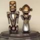 Robot Wedding Cake Topper Classic Bride and Groom Wood Statues