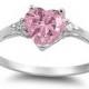 0.50CT Pink Diamond Russian CZ Heart Shape Round 925 Sterling Silver Promise Ring Love Valentines Gift Wedding Engagement Ring