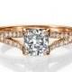 1.04 CT Split Shank Engagement Ring, Cushion Cut Engagement Ring, 14K Rose Gold Ring, Diamond Ring, Rose Gold Engagement Ring