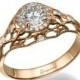 Unique engagement ring Rose Gold Ring Antique Engagement Ring  Art Deco Engagement Ring  filigree Ring Antique ring vintage ring Prong ring