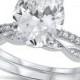3.85CT Fancy Ring Oval Cut Round Diamond CZ Solid 925 Sterling Silver Clear Diamond Accent CZ Wedding Engagement Promise Ring Bridal Set