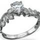 forever brilliant moissanite engagement ring, Moissanite Ring, Leaf ing, Antique Ring, Vintage ring, Moissanite Wedding ring, band ring
