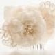 Wedding Hairpiece with Handmade Silk Chiffon Flower, French Lace, Swarovski Pearls, Ivory Pink Sheer Hair Flowers Bridal Hair Comb