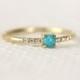 Natural Turquoise And Diamond Micro Pave Setting 14K Gold  Engagement Ring, Simple Elegant Stackable Wedding Ring