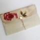 Flower Power - nude linen envelope clutch with fuchsia rose on the flap, handmade bag, hippie bag, bridesmaid clutch,  wedding clutch