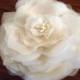 Bridal Ivory Silk Chiffon and Silk Organza Peony Flower Brooch, Sash, Hair Piece, Stamens