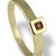 Garnet Engagement Ring, Gold Engagement Band, Square Garnet Ring , 14K Yellow gold , Princess Cut ,  Gemstone Engagement Ring , For Women