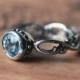 Blue aquamarine ring - March birthstone - infinity engagement ring - renaissance ring - artisan metalsmith - custom made to order - Wrought