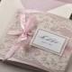 Custom listing(20)Patel Pink & Ecru Lace Wedding Invitation, Pocket Fold Wedding Invitations, Vintage invitation, 